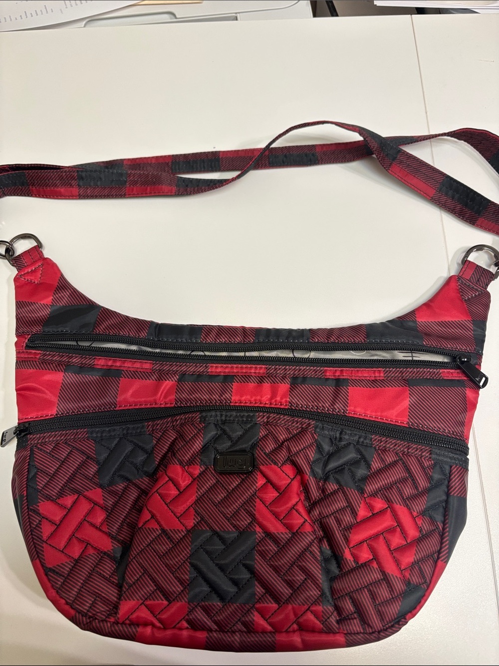 Lug Hippy Plaid Crossbody Bag - Red/Black